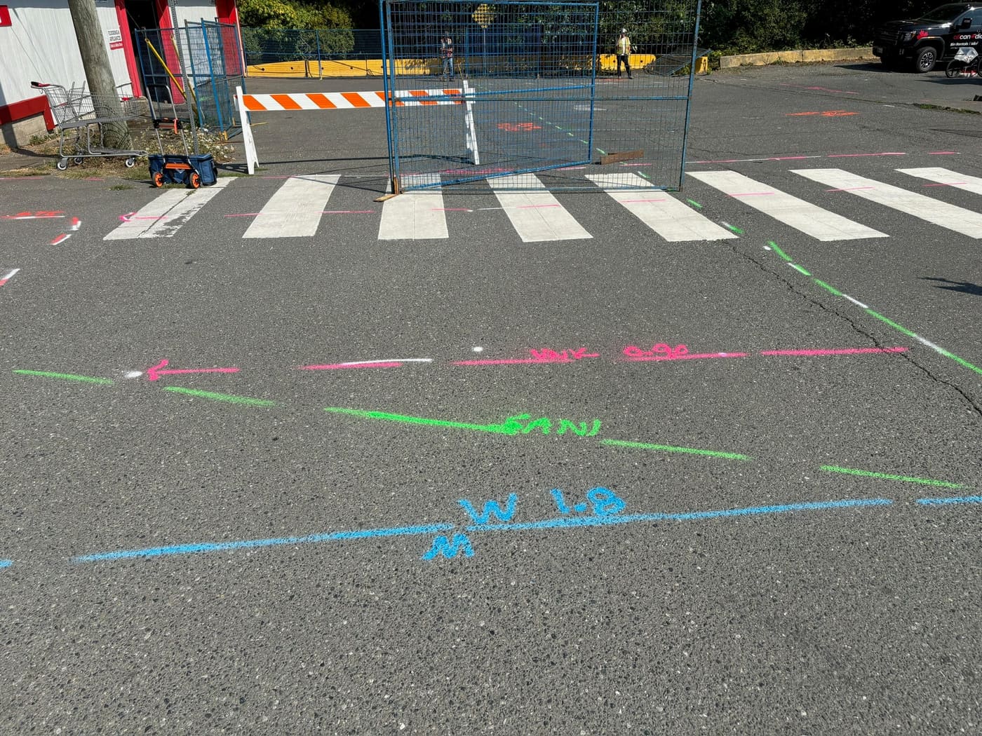 Radio detection markings traced on a job site